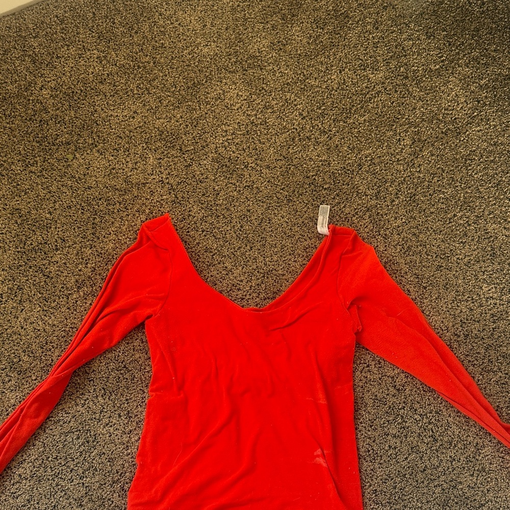Urban Outfitters Red V-Neck Bodysuit
